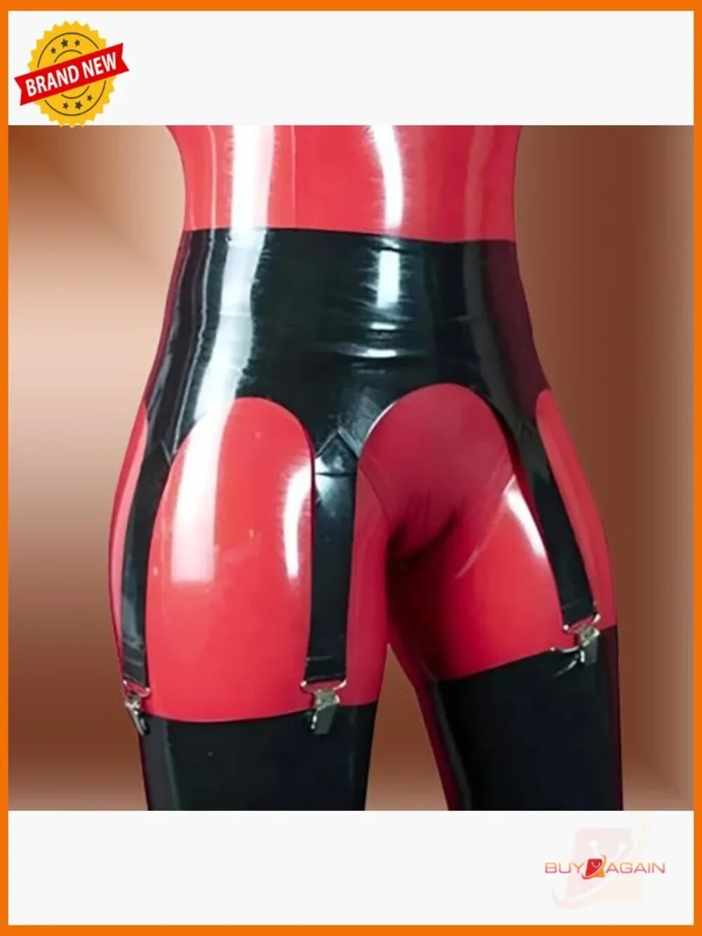 Handmade Latex Garter Belt with 6 Straps, High Waist, Cosplay Accessory